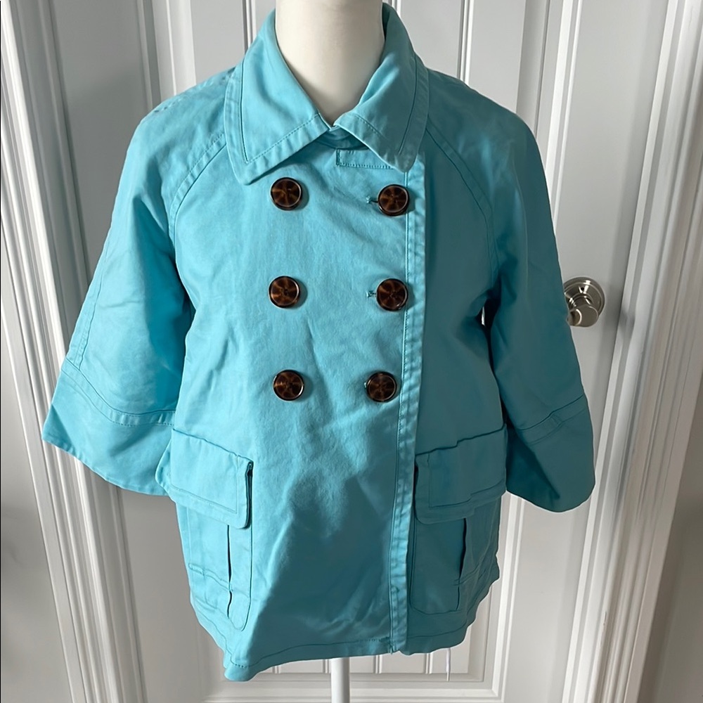 Old Navy Teal Double-Breasted Jacket (Kids XL)
